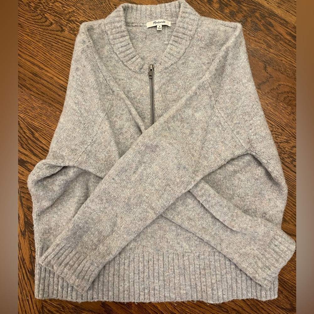 Madewell gray quarter zip sweater